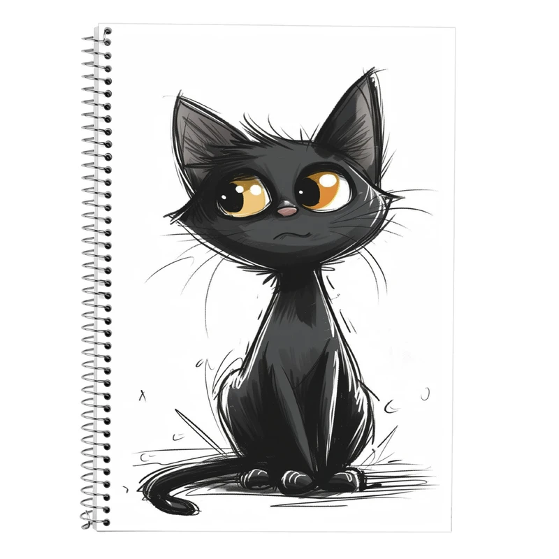 دفتر زبان 50 برگ مدوپد مدل دو خط طرح گربه کد DF14713