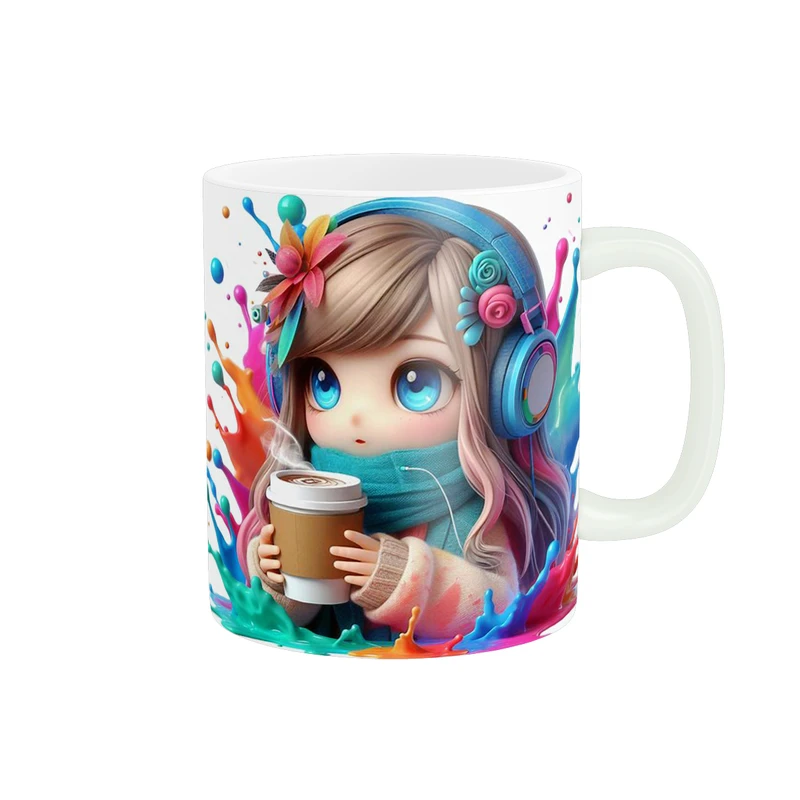 ماگ پاد آفرین دخترانه طرح هدفون موسیقی کد 1742