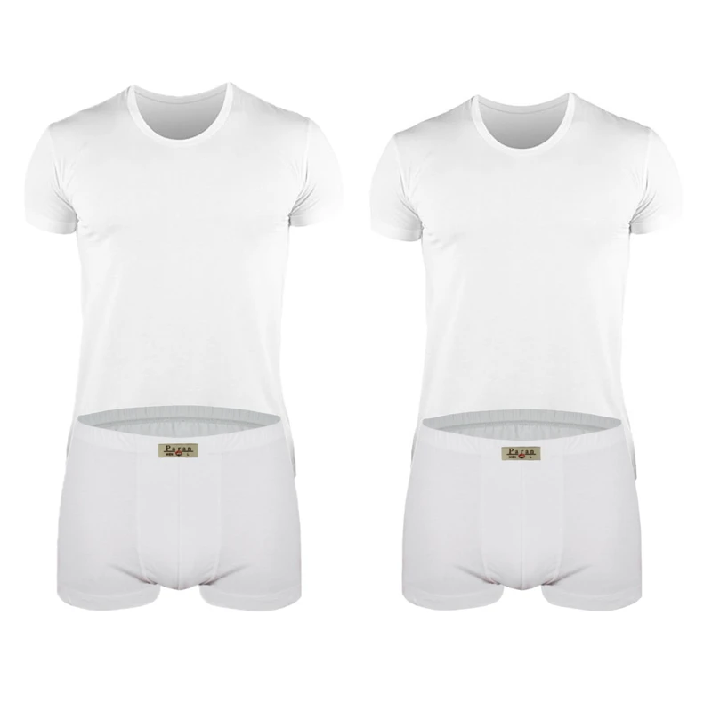 ست شورت و زیرپوش آستین دار مردانه تولیدی پاران مدل نخ پنبه خالص صادراتی مجموعه 2 عددی