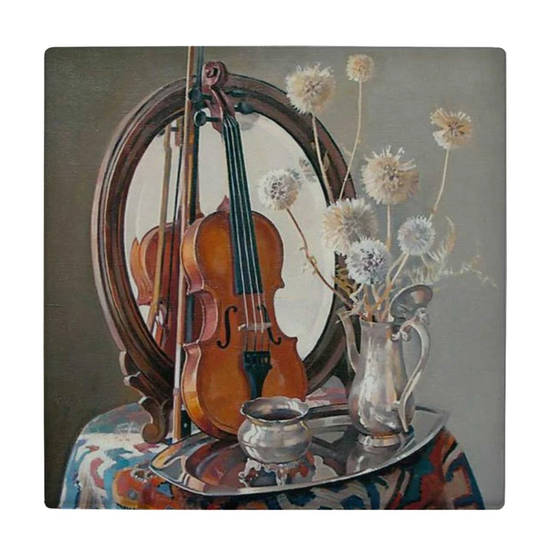 زیر لیوانی  طرح نقاشی ویولن و آینه کد    6229634_5817