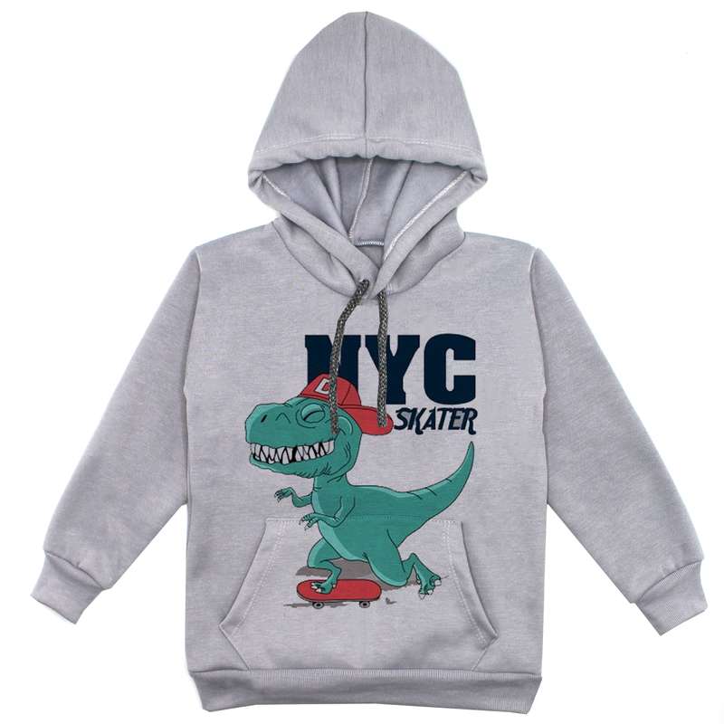 هودی پسرانه مدل دانیاسور F59 رنگ طوسی