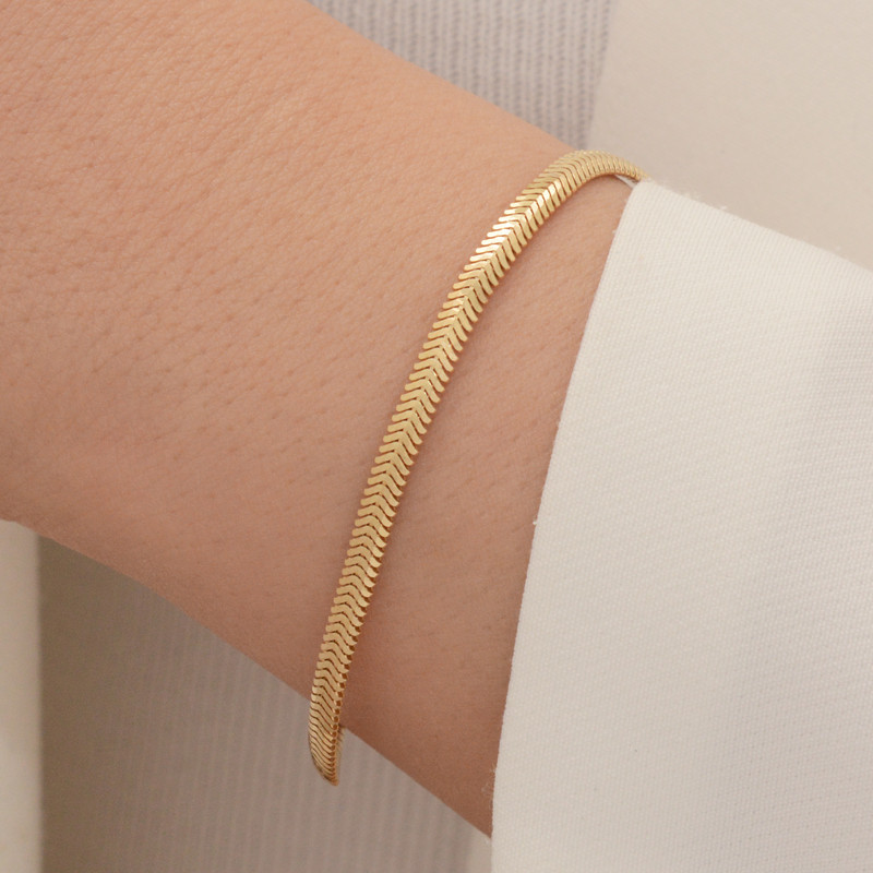 دستبند طلا 18 عیار زنانه طلای مستجابی مدل هرینگبون کد 19