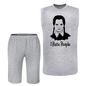 ست تاپ و شلوارک زنانه مدل weadnsday کد L03 رنگ طوسی