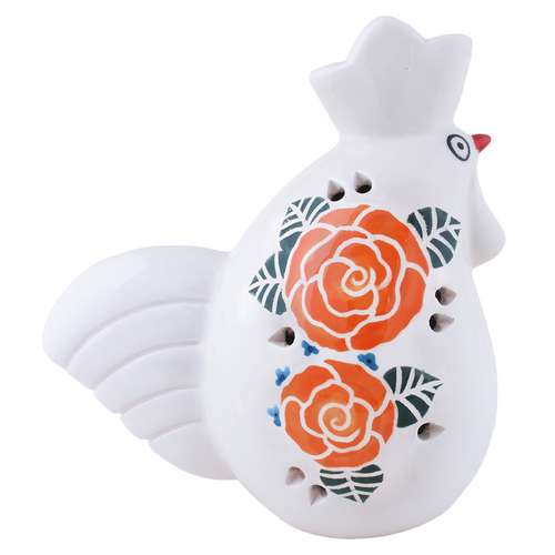 مجسمه سفالی طرح خروس مدل گل رز کد 03-24