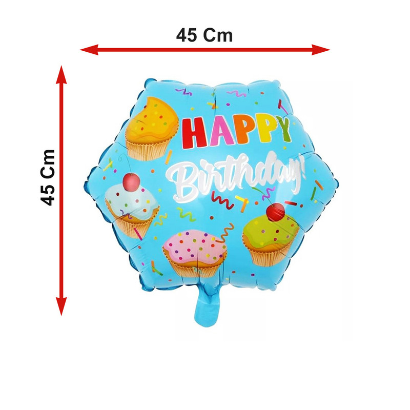 بادکنک فویلی لاکی بالونز مدل کاپ کیک طرح Happy Birthday کد 1297