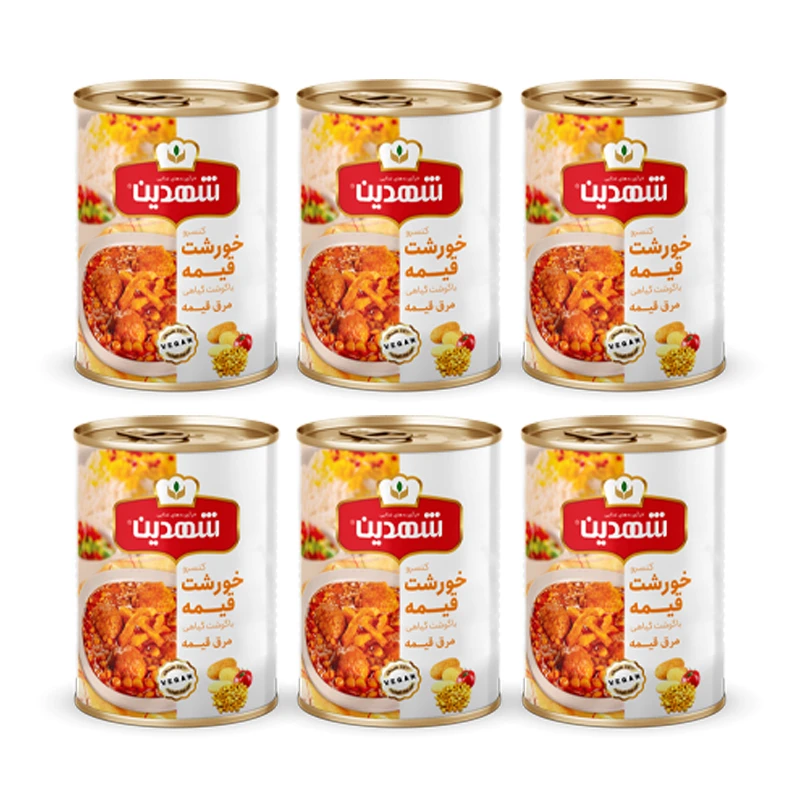  کنسرو خورشت قیمه و سیب زمینی با سویا شهدین - 370 گرم بسته 6 عددی