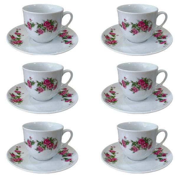 سرویس چای خوری 12 پارچه مرجان مدل گل سرخی کد 7200510371