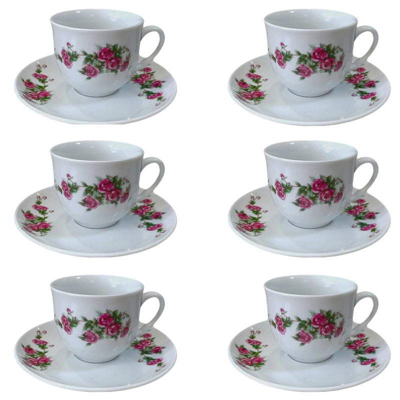 سرویس چای خوری 12 پارچه مرجان مدل گل سرخی کد 7200510371