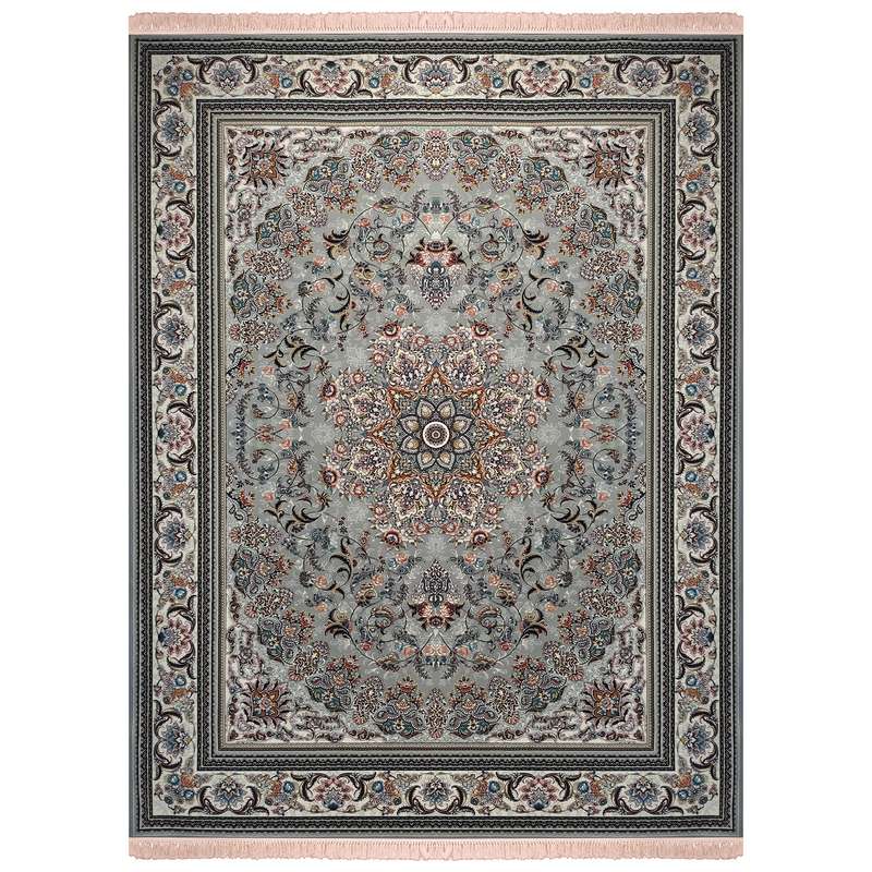 فرش ماشینی فرش مشهد مدل ستاره زمینه طوسی