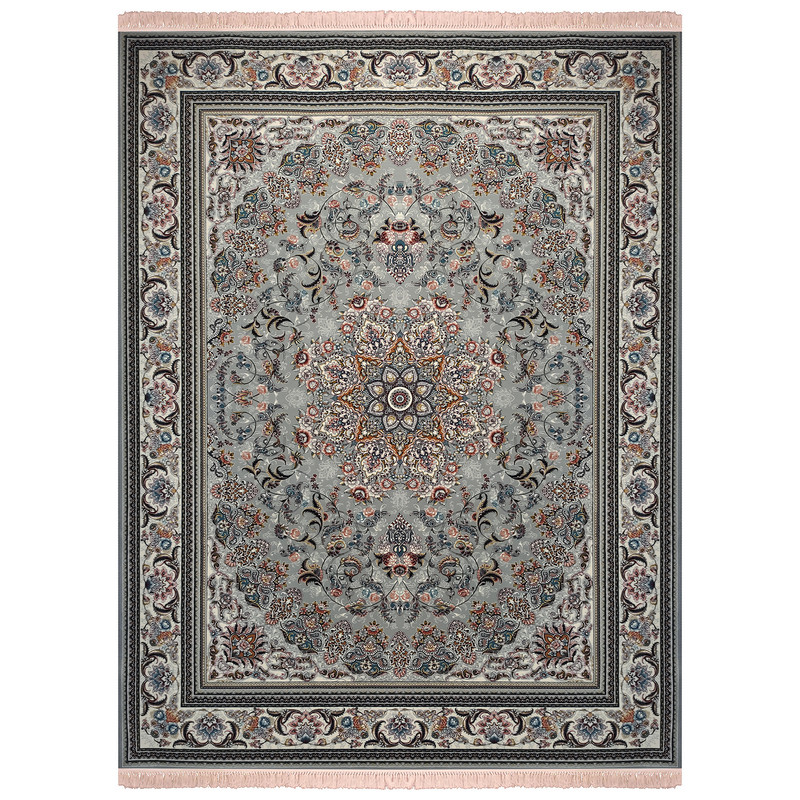 فرش ماشینی فرش مشهد مدل ستاره زمینه طوسی