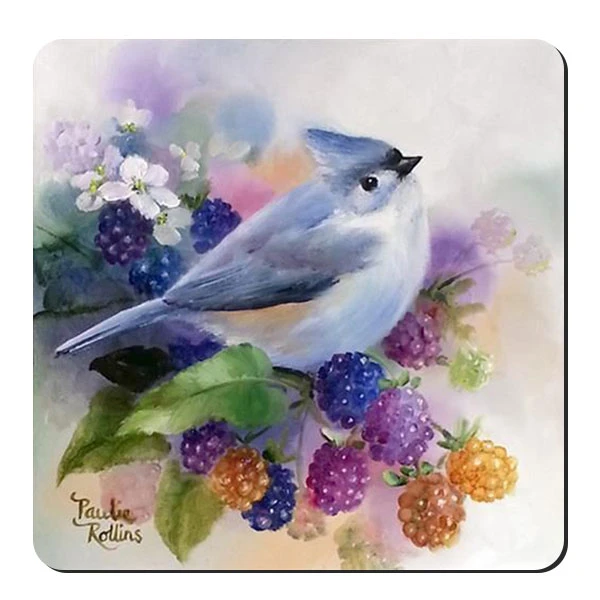  زیر لیوانی طرح پرنده و دانه های تمشک کد nzl508