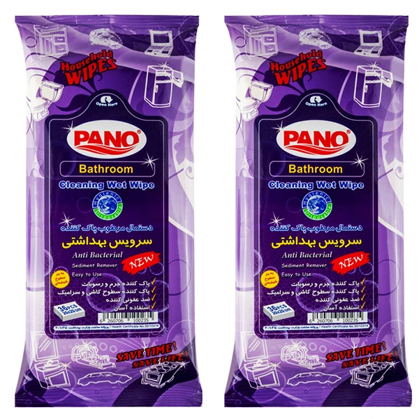 دستمال مرطوب تمیزکننده سطوح پانو مدل s235 دو بسته 36 عددی