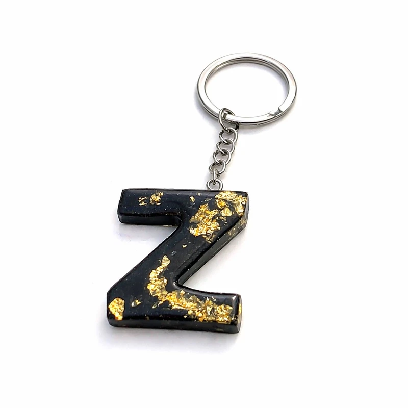 جاکلیدی دستی رزینی مدل ورق طلا طرح Z