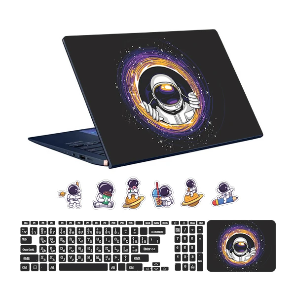  استیکر لپ تاپ توییجین و موییجین طرح Astronaut کد 10 مناسب برای لپ تاپ 15.6 اینچ به همراه برچسب حروف فارسی کیبورد 
