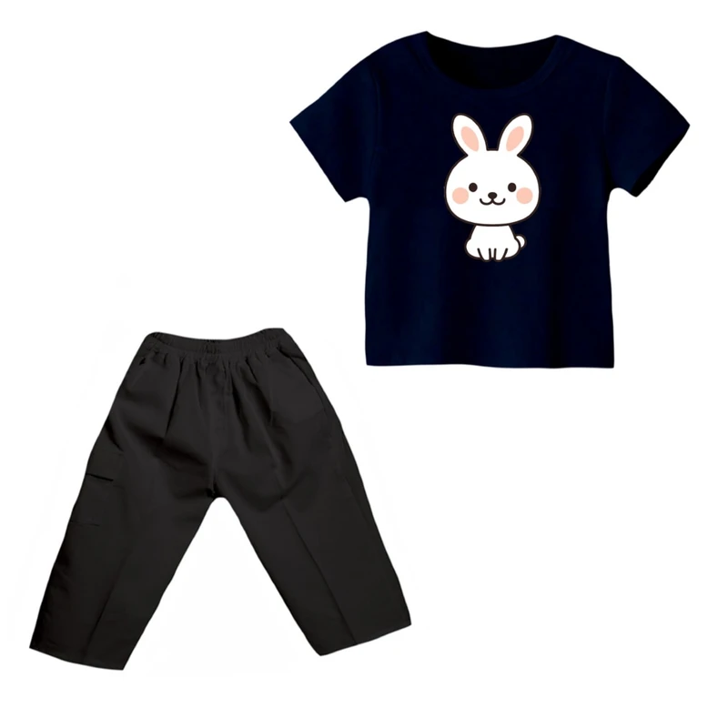 ست تی شرت و شلوارک دخترانه مدل خرگوش کد ۱۳