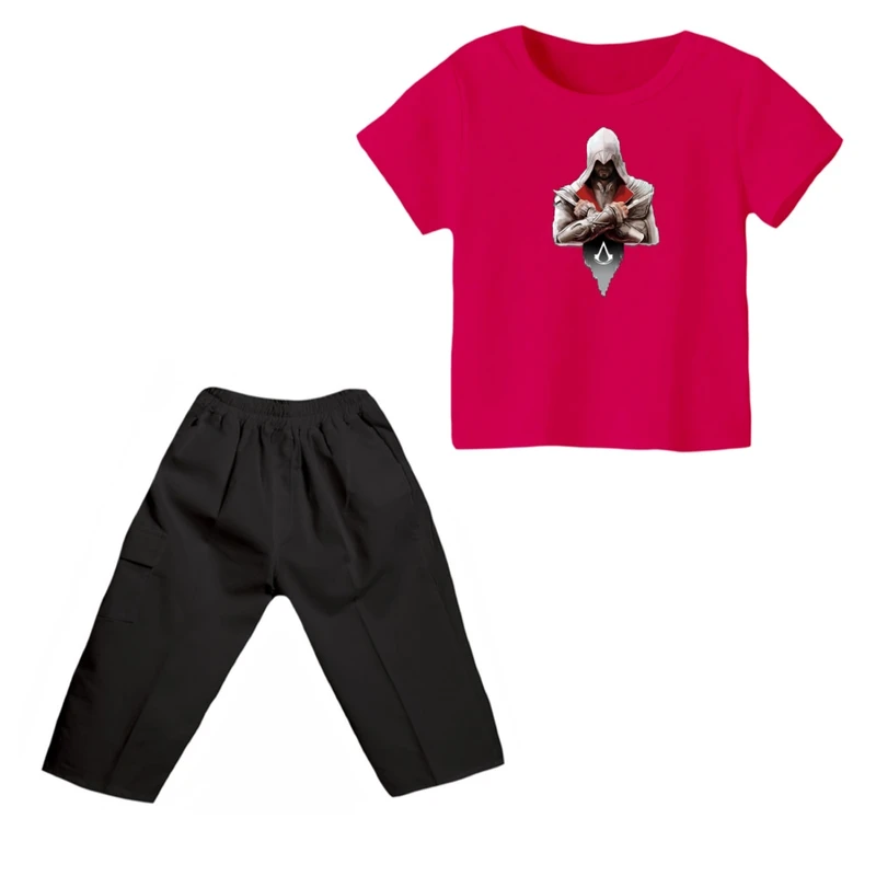 ست تی شرت و شلوارک پسرانه مدل اساسینز کرید کد ۴