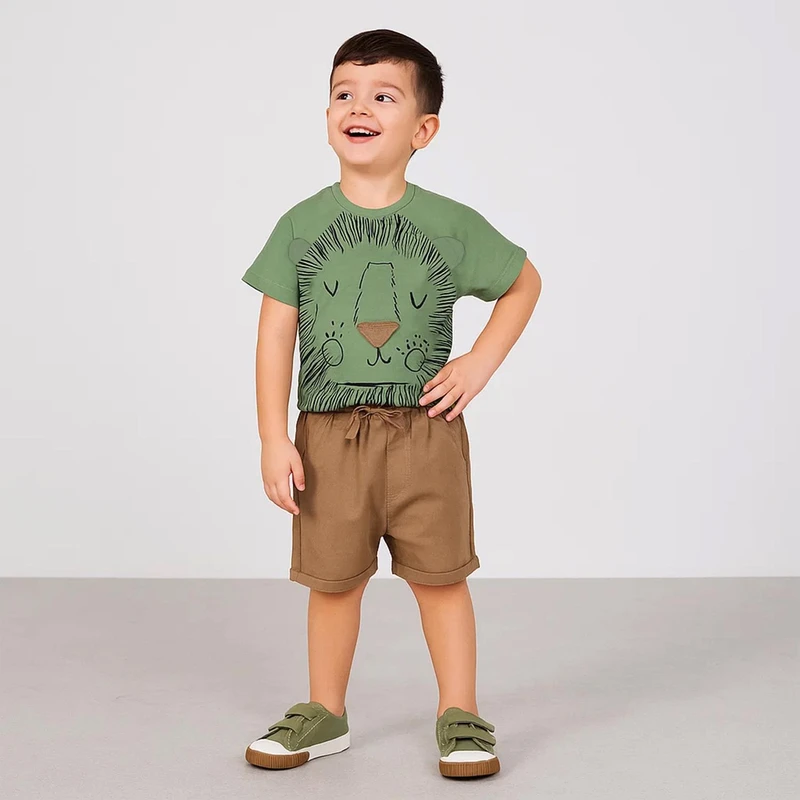 ست تی شرت آستین کوتاه و شلوارک پسرانه سون پون مدل B885