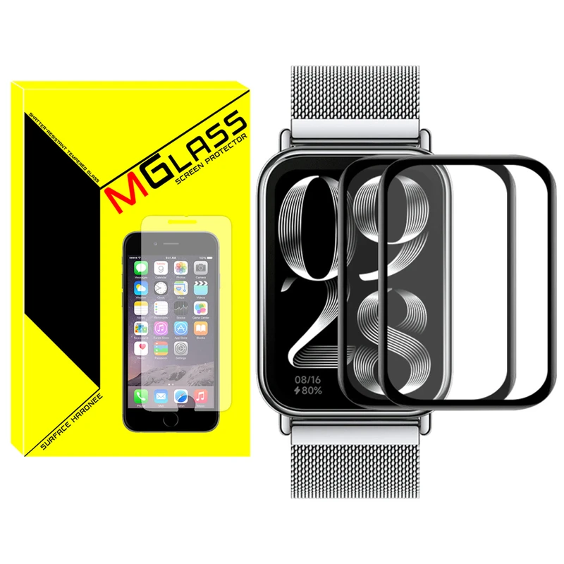 محافظ صفحه نمایش نانو ام‌گلس مدل Pmma-MG مناسب برای ساعت هوشمند شیائومی Mi Band 8 Pro بسته دو عددی