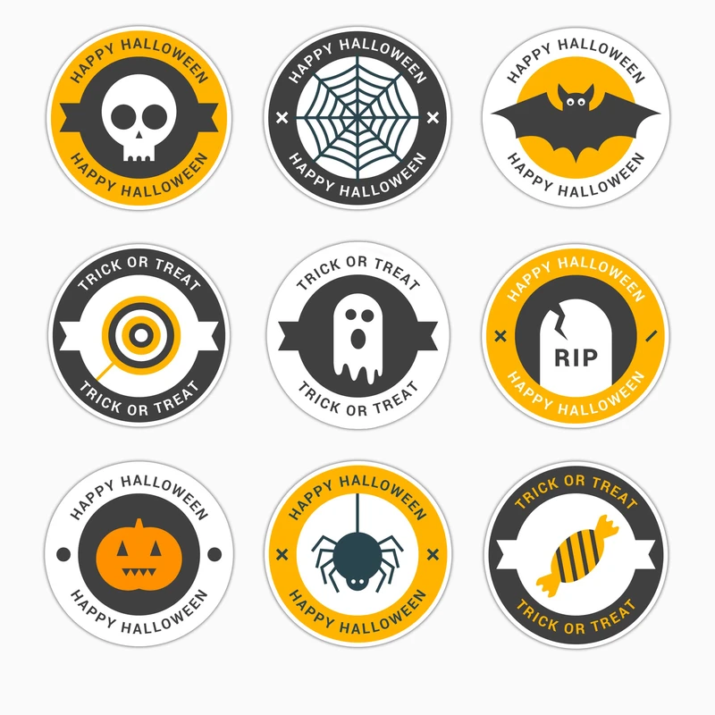 استیکر لپ تاپ و موبایل بووم طرح هالووین مدل Badge کد MM125 مجموعه 9 عددی