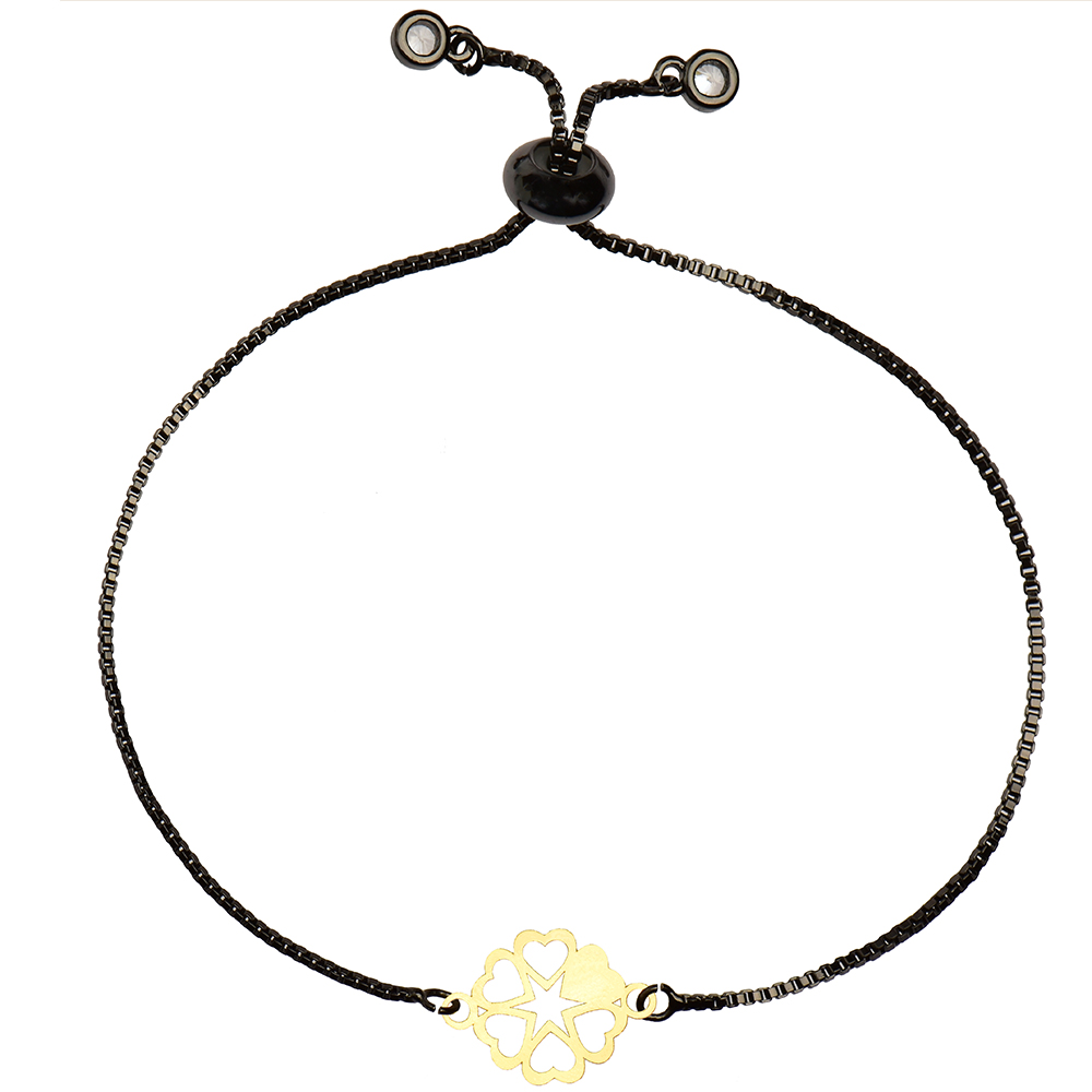 دستبند طلا 18 عیار زنانه کرابو طرح گل و قلب مدل Kr1594