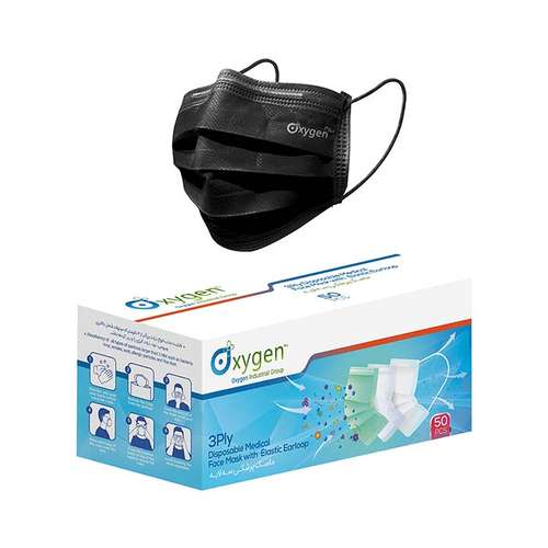 ماسک تنفسی اکسیژن پلاس مدل سه لایه بسته 50 عددی