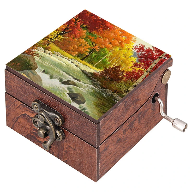 جعبه موزیکال مدل هندلی طرح منظره پاییزی کد 1060