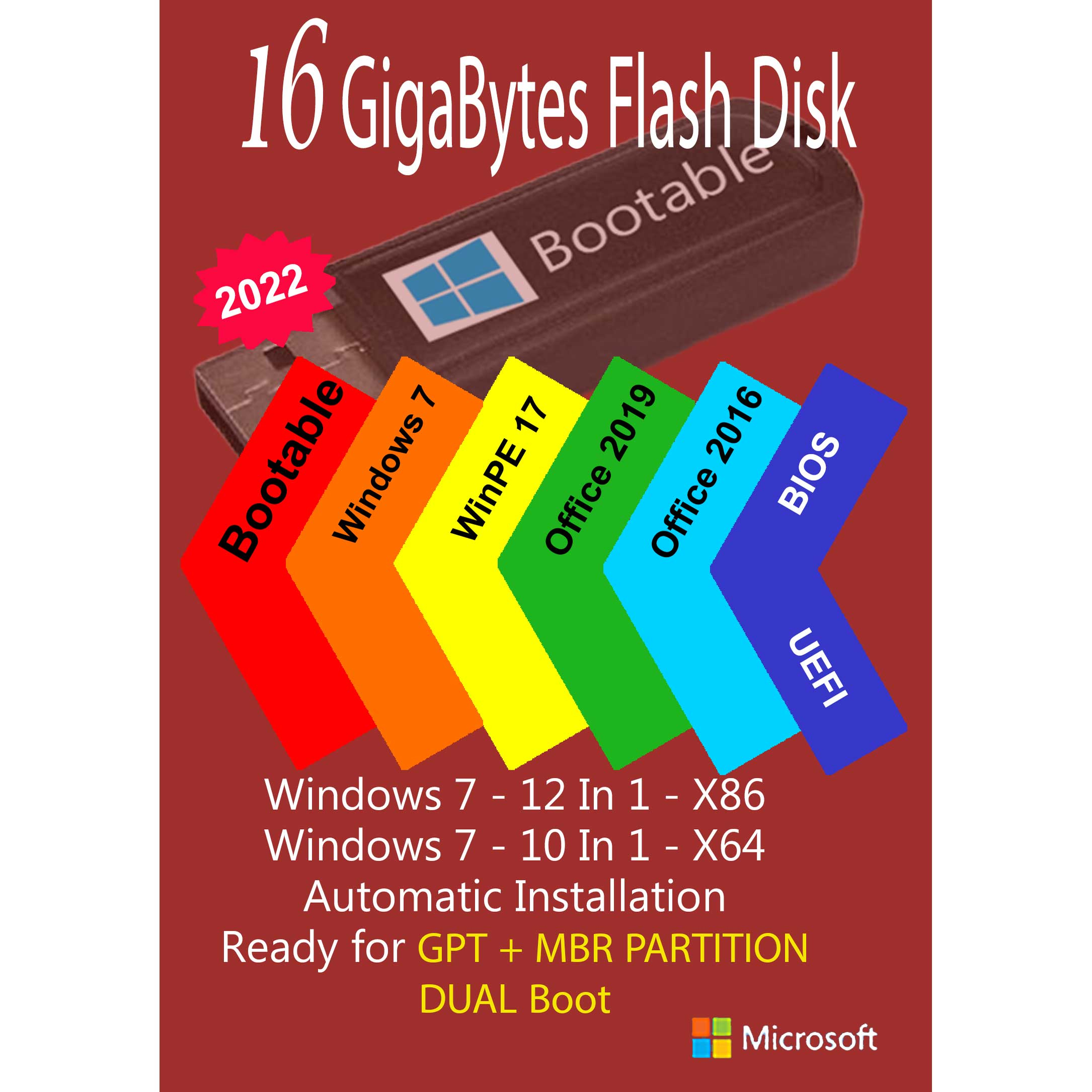 سیستم عامل Windows 7 AIO 22In2 X86/X64 - Office 2016-2019 Pro Plus  نشر مایکروسافت