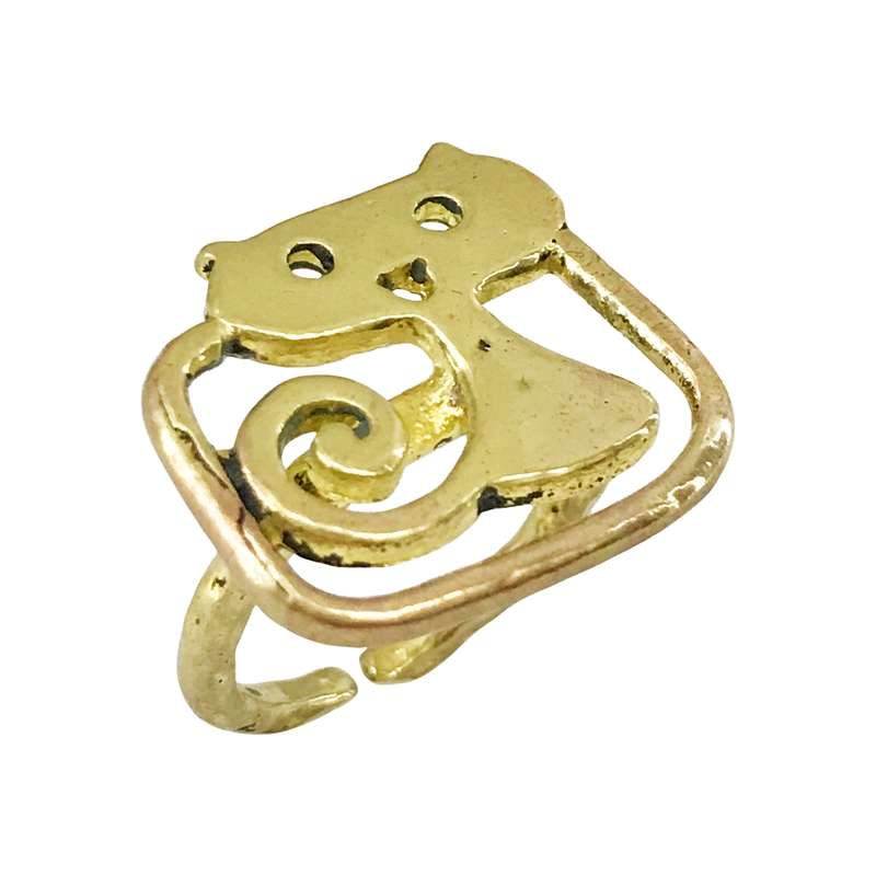 انگشتر زنانه گالری عزیزی طرح گربه مدل 15876