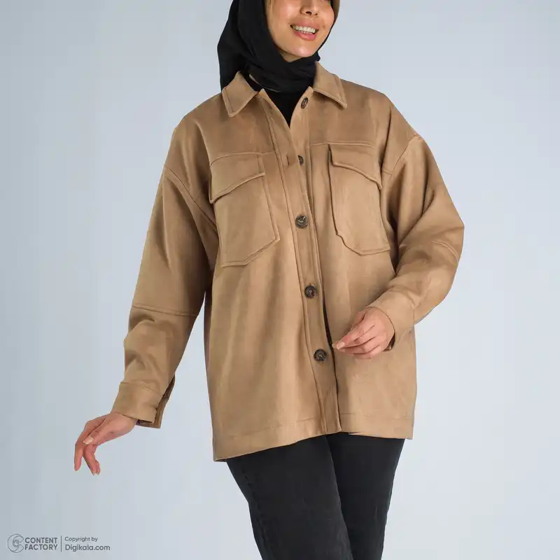 پالتو زنانه گردیه مدل 332114 رنگ قهوه‌ای