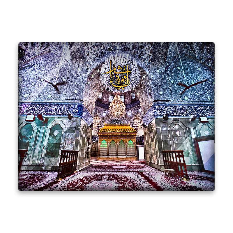 کاشی اطلس آبی طرح یا قمر بنی هاشم   مدل T4618