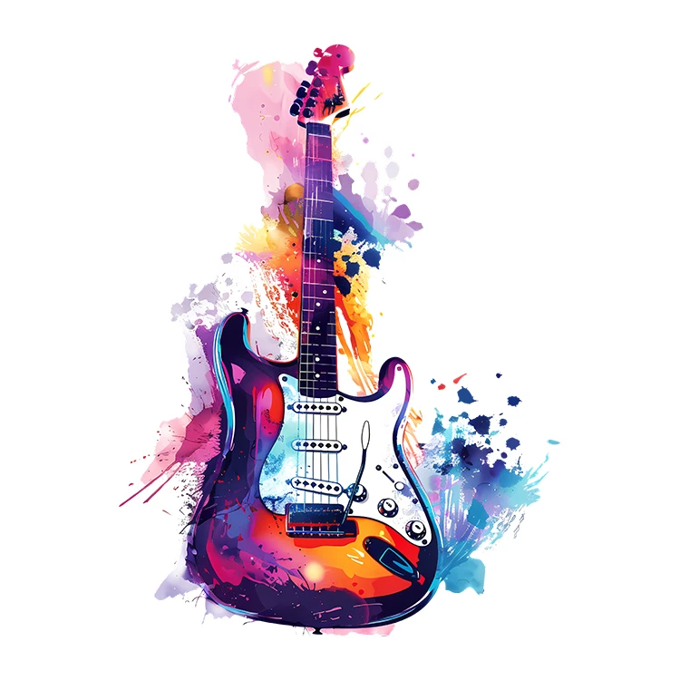استیکر پارچه و لباس پاد آفرین مدل گیتار موسیقی موزیک کد S2630