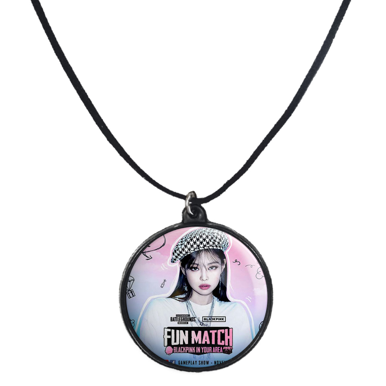 گردنبند پرمانه طرح بلک پینک کد pmb.6764 مدل دو طرفه