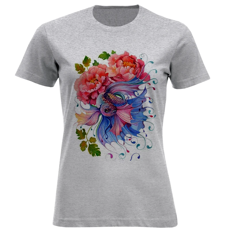 تی شرت آستین کوتاه زنانه مدل گل F881