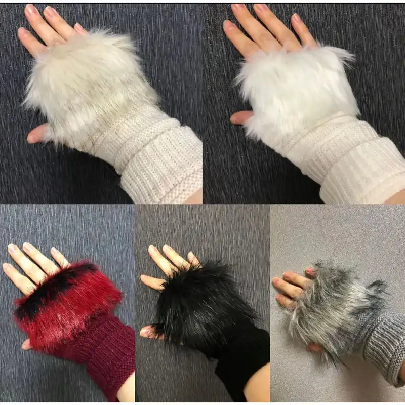 دستکش بافتنی زنانه مدل خزدارر