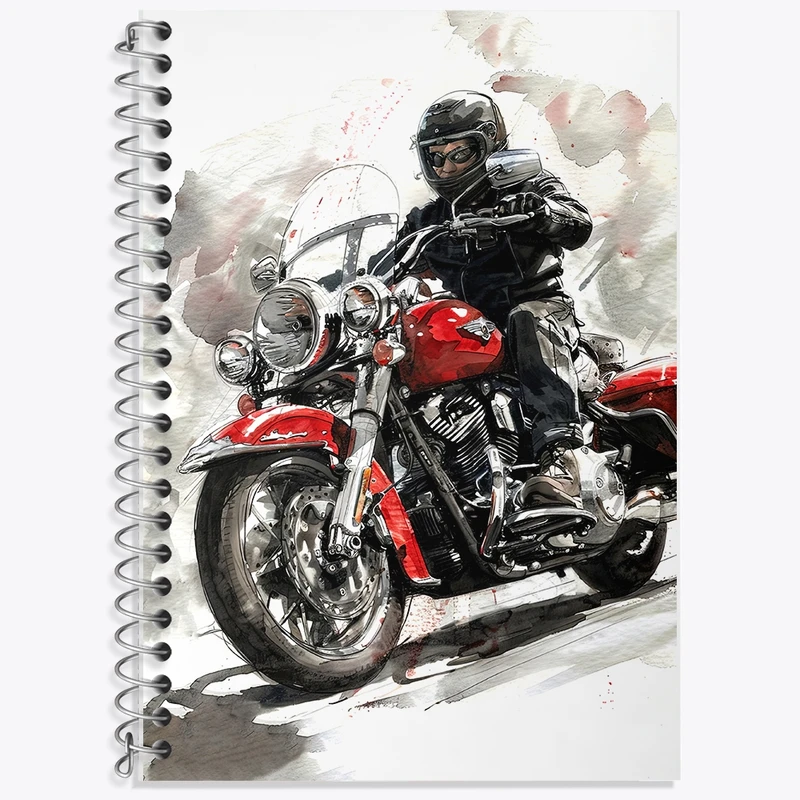 دفتر زبان 50 برگ خندالو مدل سه خط طرح موتور سیکلت (Motorcycle) کد F793