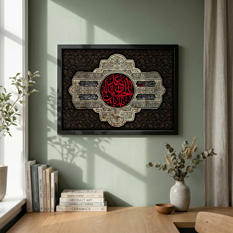 تابلو طرح سلام بر امام حسین (ع) مدل G14248 فریم مشکی