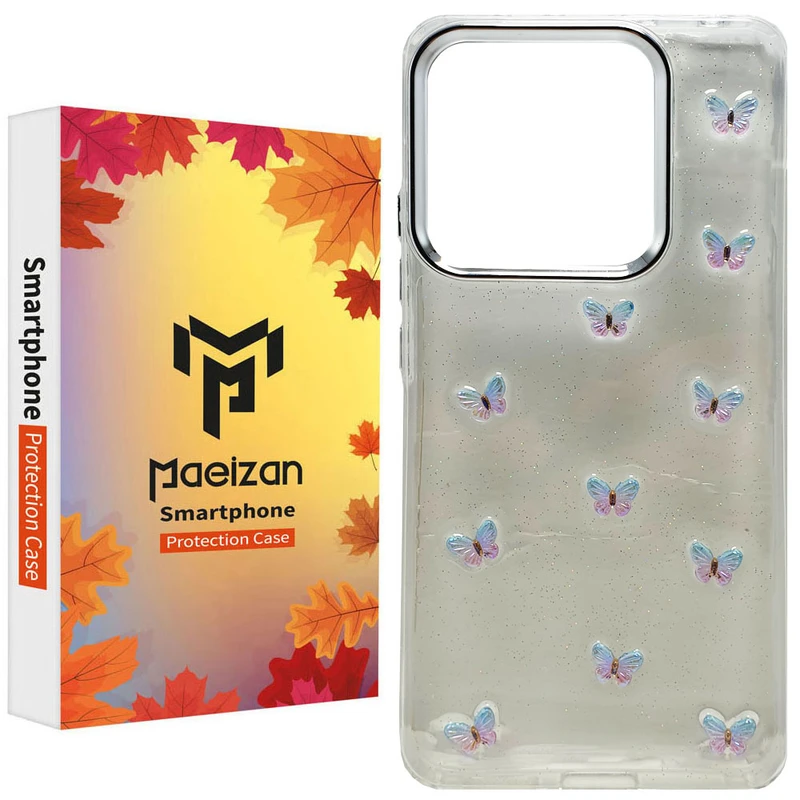 کاور پاییزان مدل پروانه شاینی طرح لاکچری مناسب برای گوشی موبایل اپل IPhone 16 Pro Max