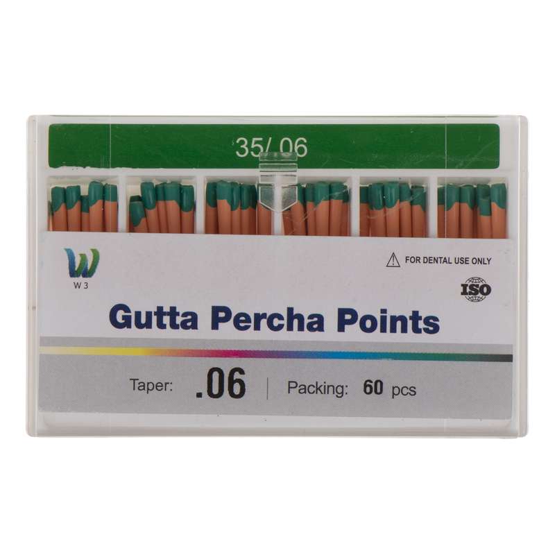 گوتا دندانپزشکی دبلیو تری مدل 35 بسته 60 عددی گوتا دندانپزشکی دبلیو تری مدل 35 بسته 60 عددی