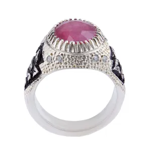 انگشتر نقره مردانه مدل بازرگانی میلادی مدل یاقوت رکاب دست ساز کد AM_2610