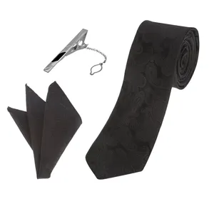 ست کراوات و دستمال جیب و گیره کراوات مردانه کد 15