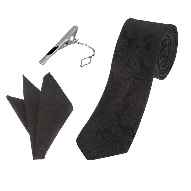 ست کراوات و دستمال جیب و گیره کراوات مردانه کد 15
