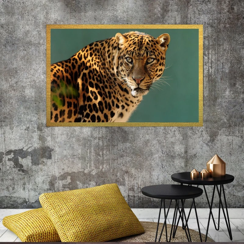 تابلو بکلیت طرح حیات وحش پلنگ مدل قاب شاسی T-S7735