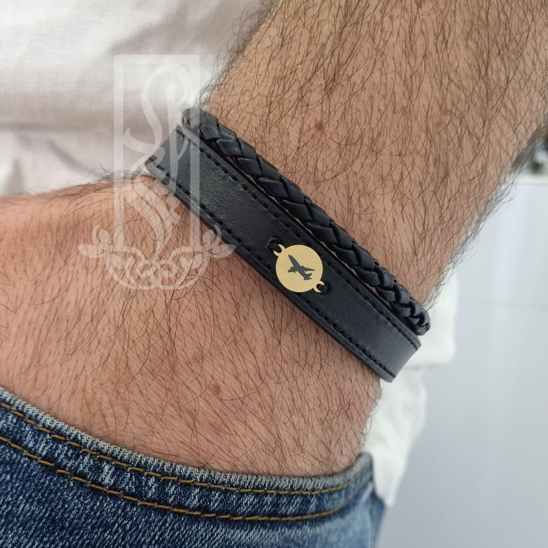 دستبند طلا 18 عیار مردانه لیردا مدل هواپیما 13402