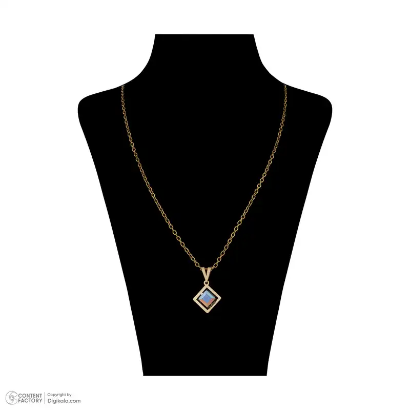 گردنبند طلا 18 عیار ناریا مدل مکعب کروم بنفش