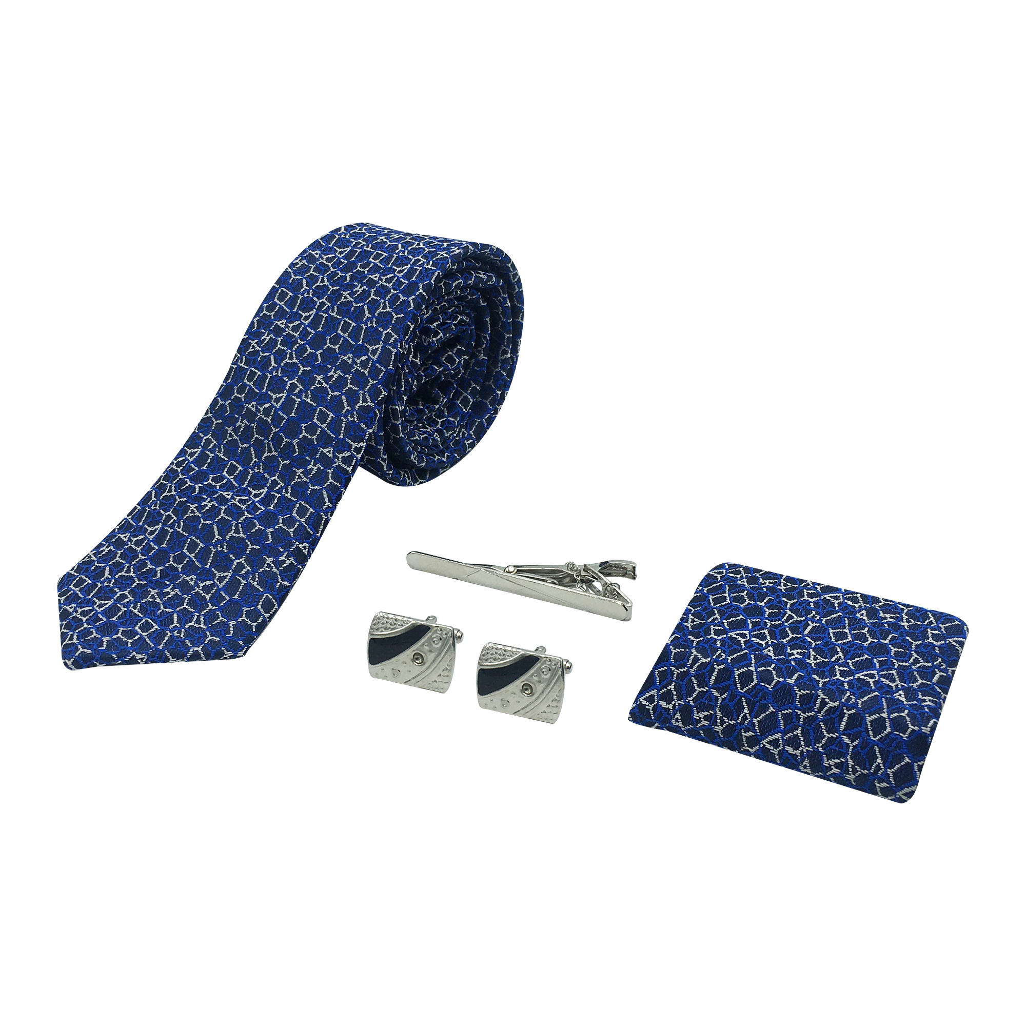 ست کراوات و گیره کراوات و دستمال جیب و دکمه سردست مردانه مدل 1414