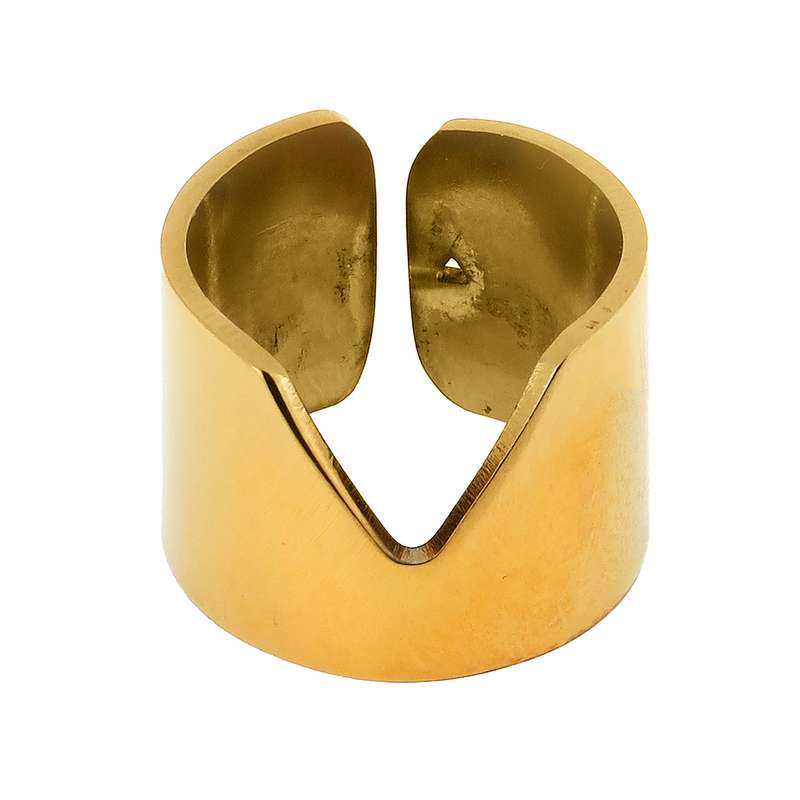 انگشتر گالری عزیزی طرح حرف V مدل gz14137