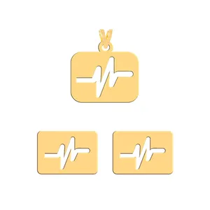 نیم ست طلا 18 عیار زنانه فرشته طرح ضربان قلب کد WHSL-000380