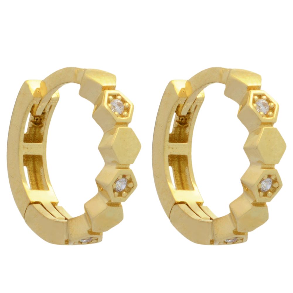گوشواره کلیپسی طلا 18 عیار زنانه طلای مستجابی مدل شش ضلعی اسپرلوس کد 4007