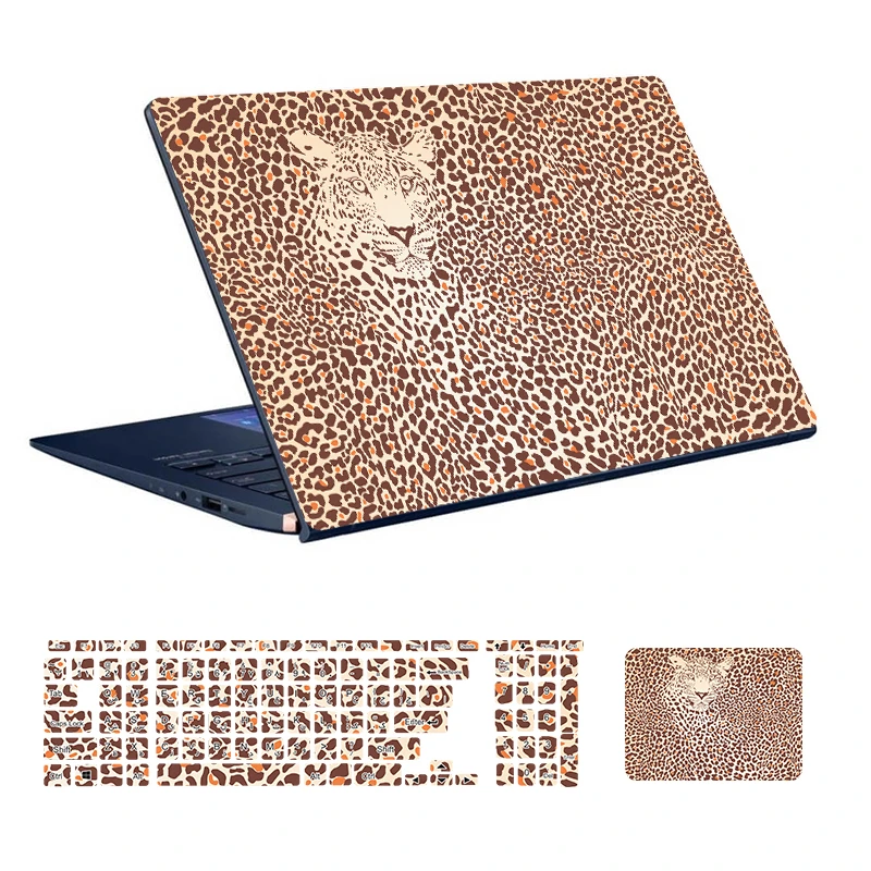 استیکر لپ تاپ توییجین و موییجین طرح Leopard کد 05 به همراه برچسب حروف فارسی کیبورد مناسب برای لپ تاپ 15.6 اینچ