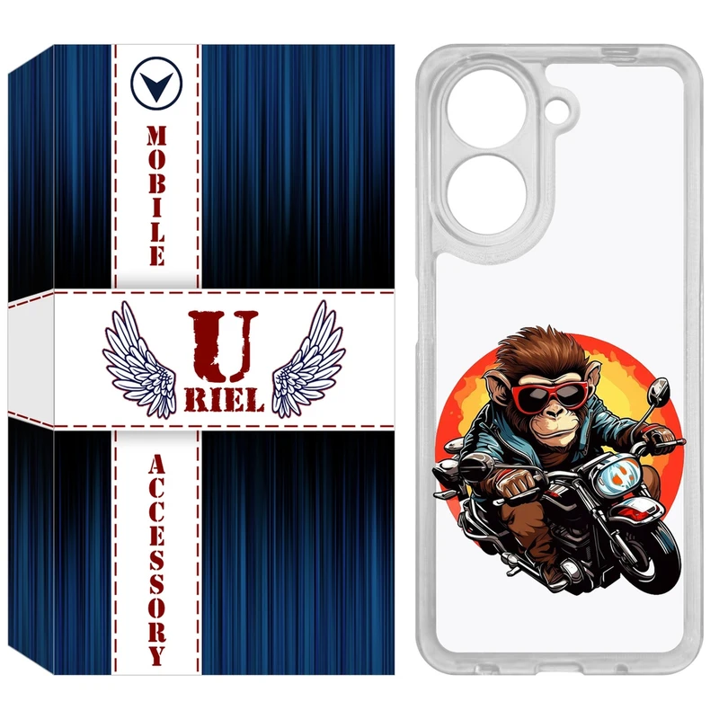 کاور یوریل مدل Clear کد 32 طرح میمون موتورسوار مناسب برای گوشی موبایل شیائومی Redmi A5 4G / Poco C71